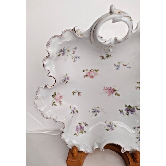 Antique ROSENTHAL MONBIJOU Scalloped Serving Platter Floral 11 3/4" x 10 1/2" - Picture 3 of 13